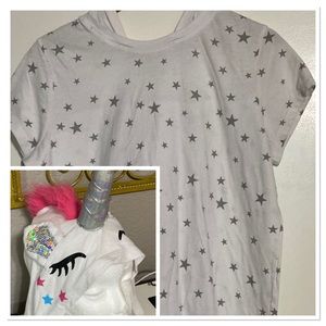 Wound Up Unicorn Mohawk Hoodie Short Sleeve Top Stars Girls 3XL 21